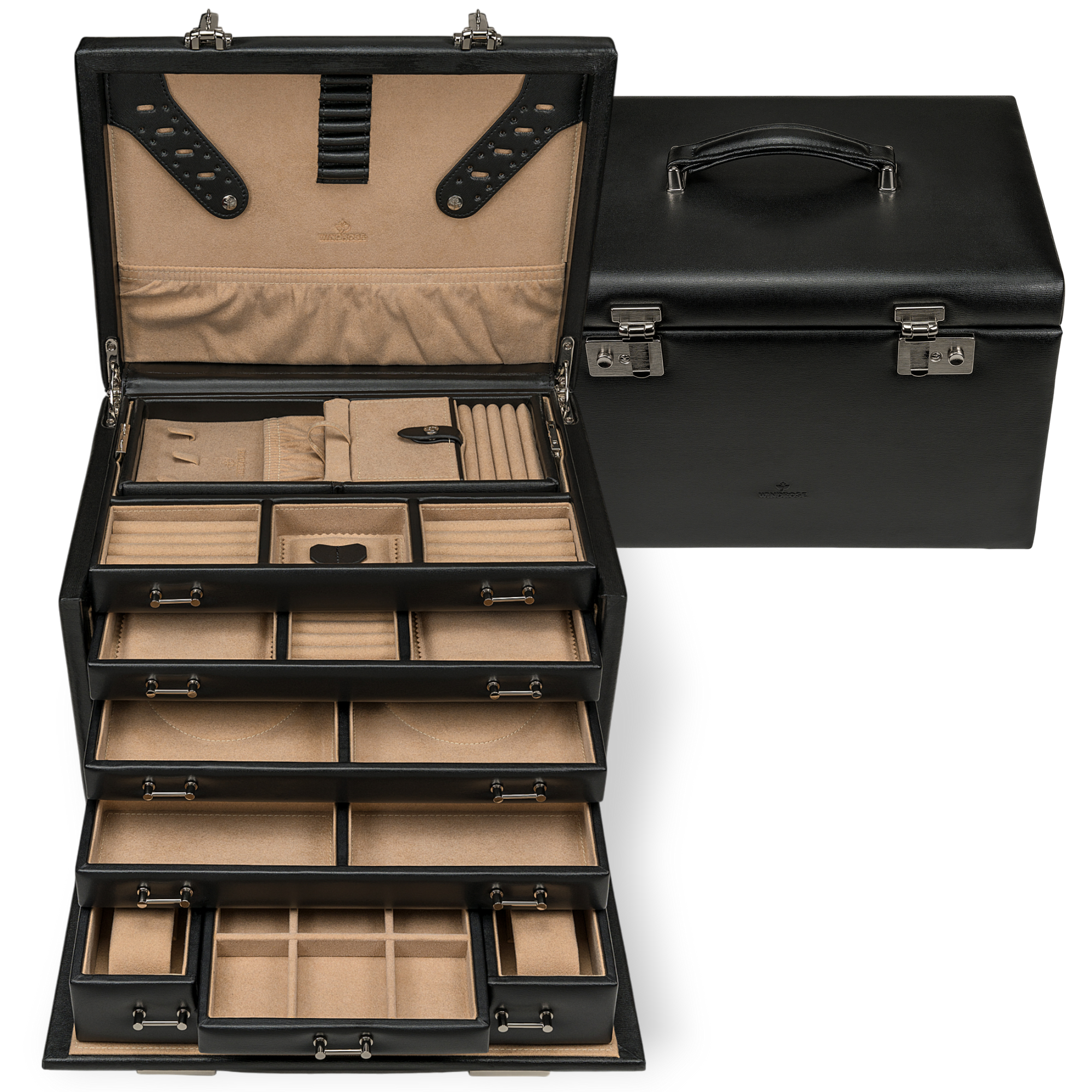 Jewelry/watch case with insert (can be used as a separate case) Ambiance / black (leather)