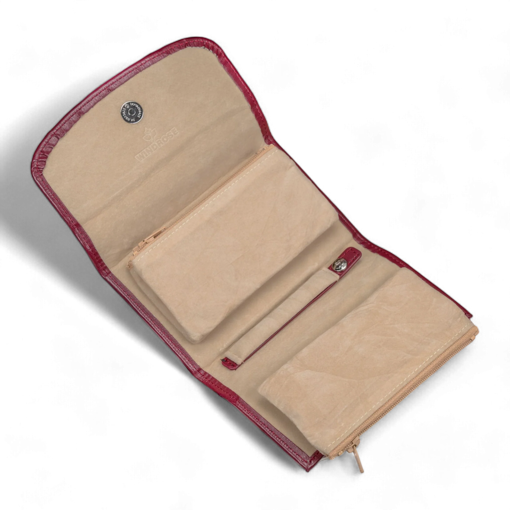 Joyero XXL con bolsa para joyas integrada Merino / rojo