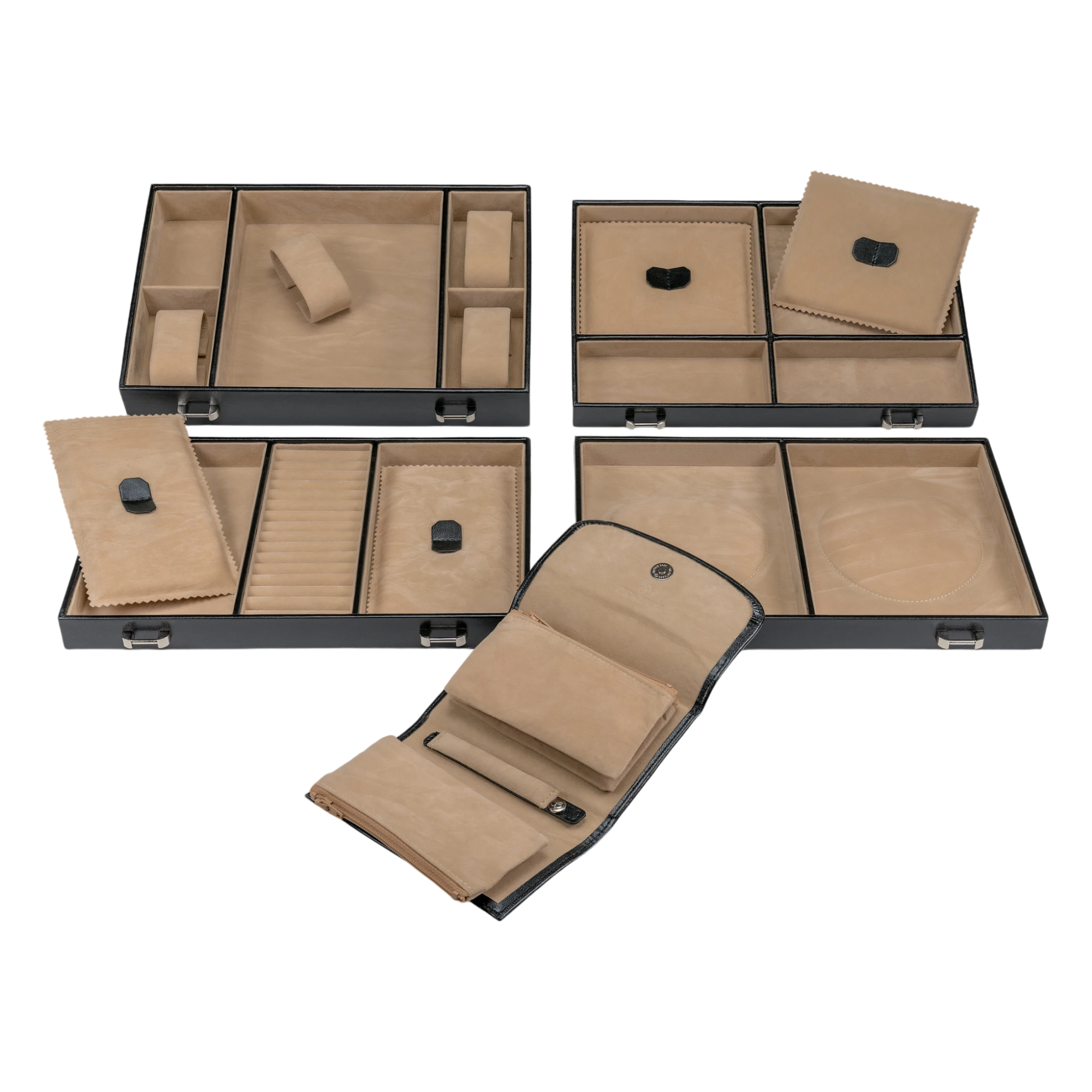 Estuche para joyas/relojes con joyero incrustado Merino / negro