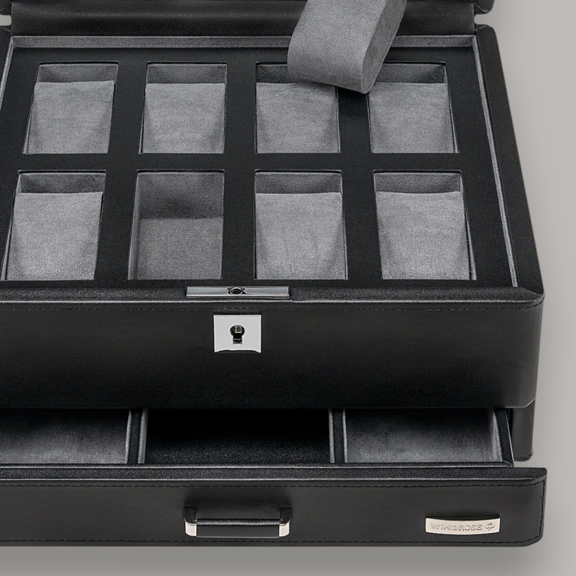 Estuche para 8 relojes 8 relojes Tempora / negro (cuero reciclado)