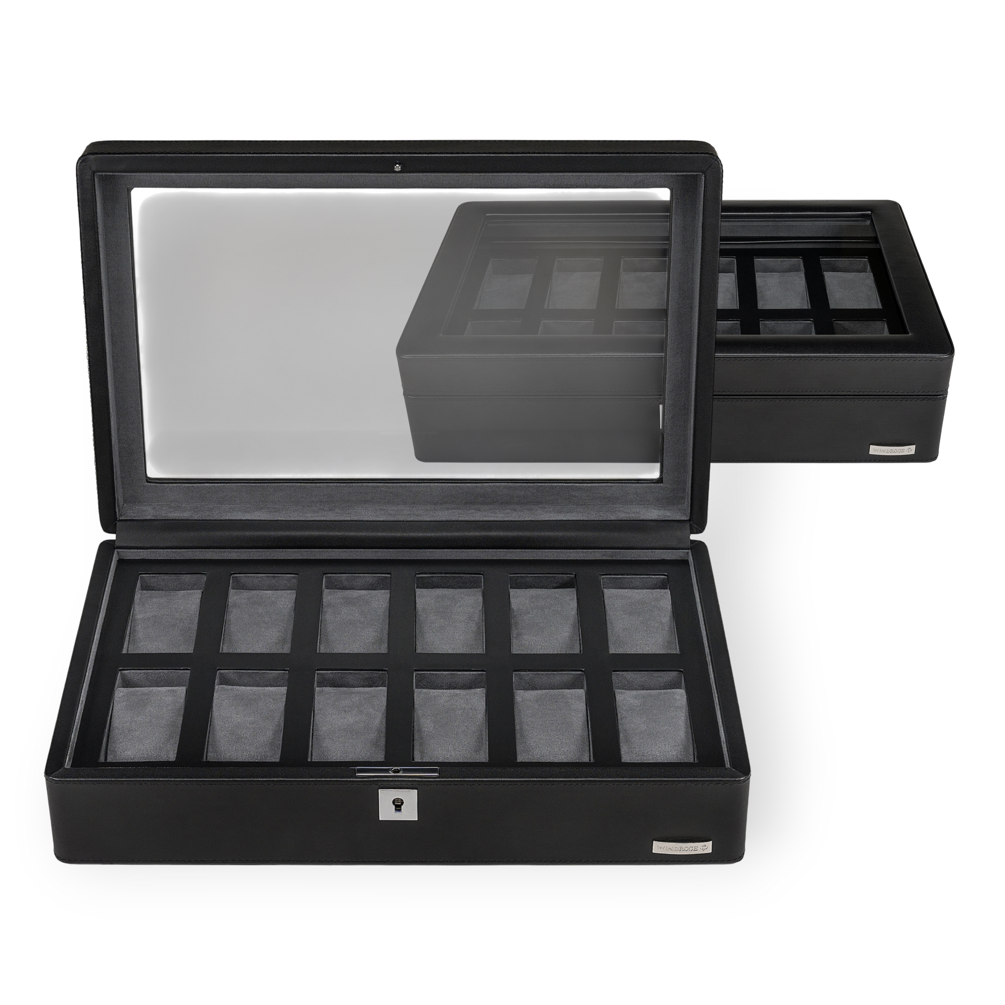 Watch case for 12 watches 12 watches Tempora / black (recycled leather)
