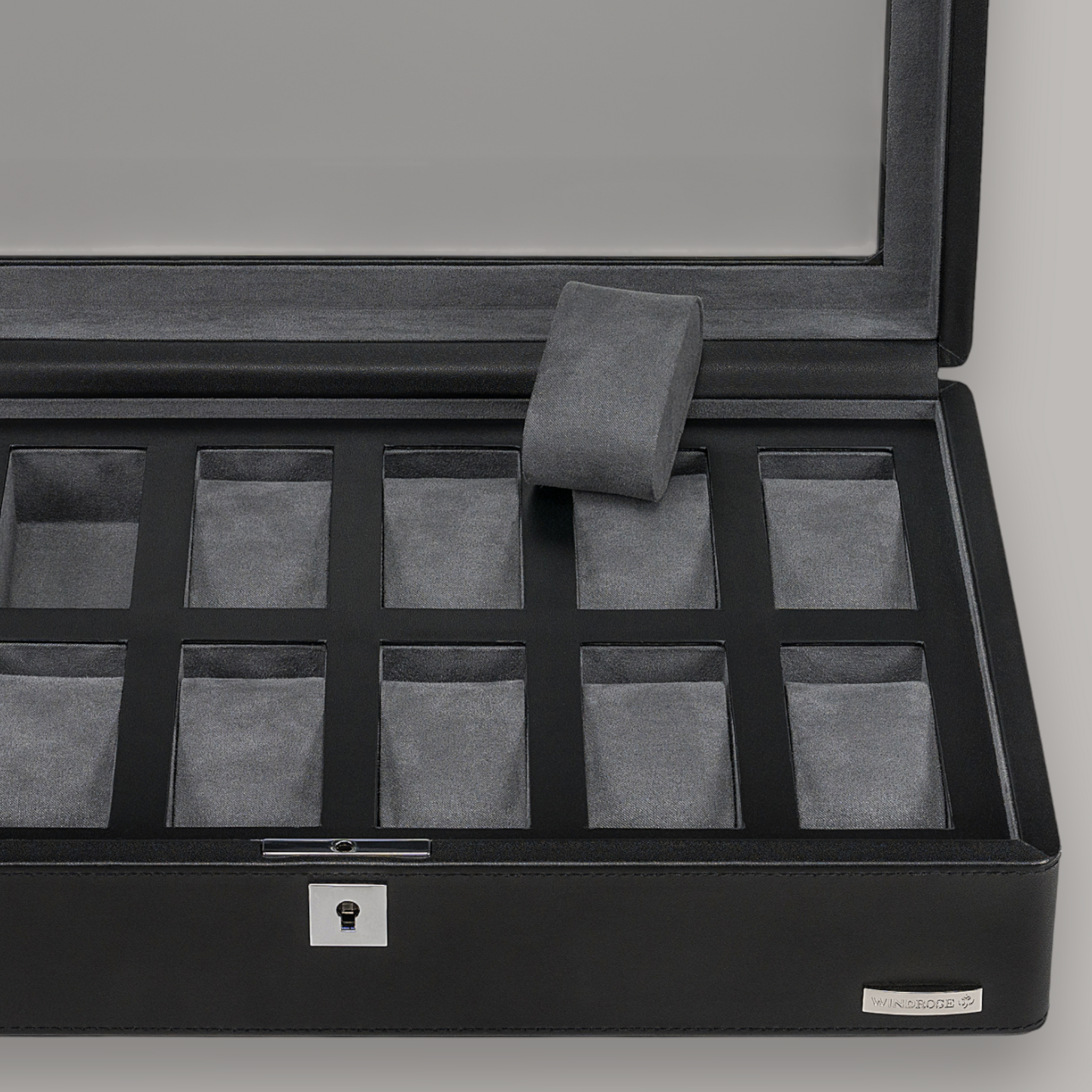 Watch case for 12 watches 12 watches Tempora / black (recycled leather)