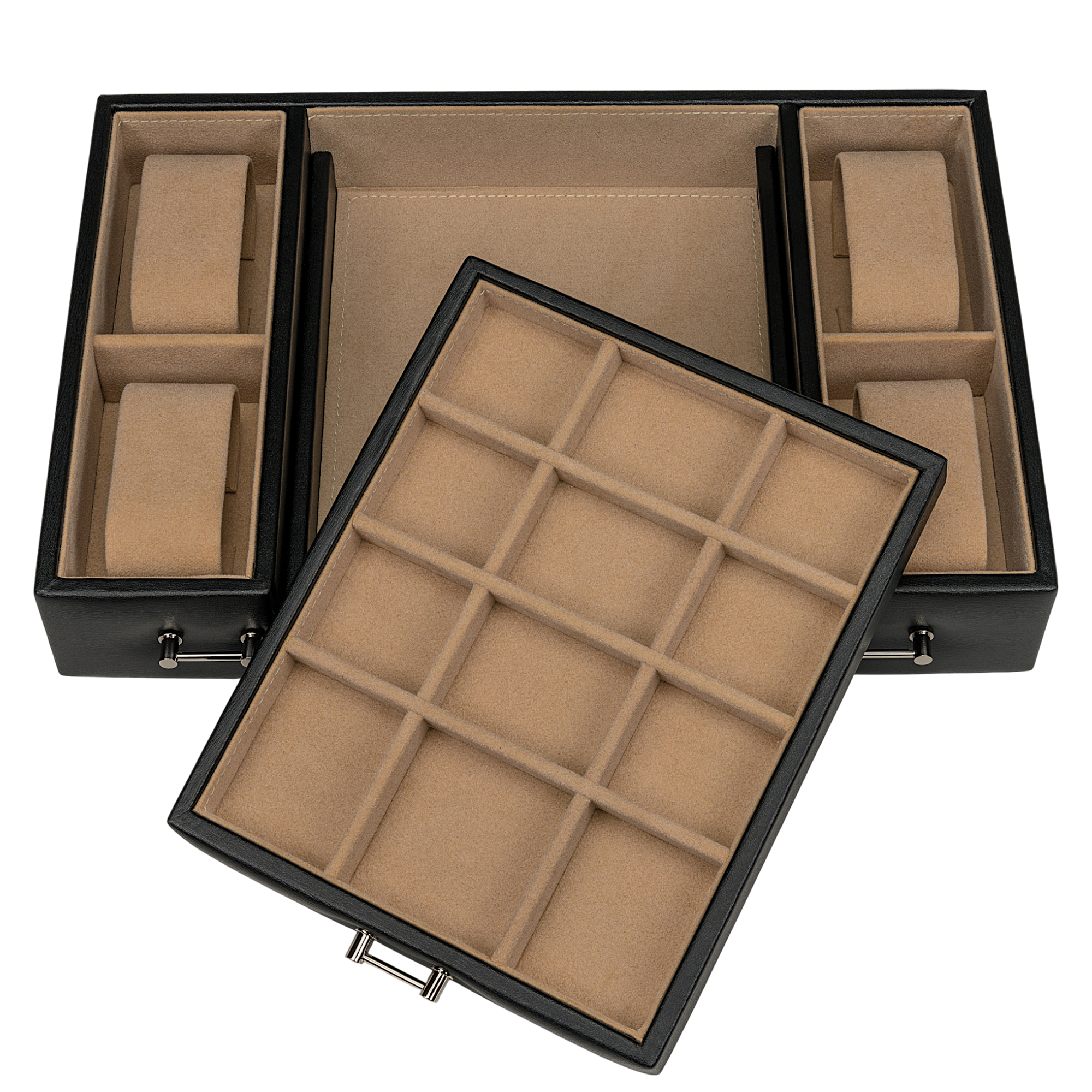 Jewelry/watch case with insert (can be used as a separate case) Ambiance / black (leather)