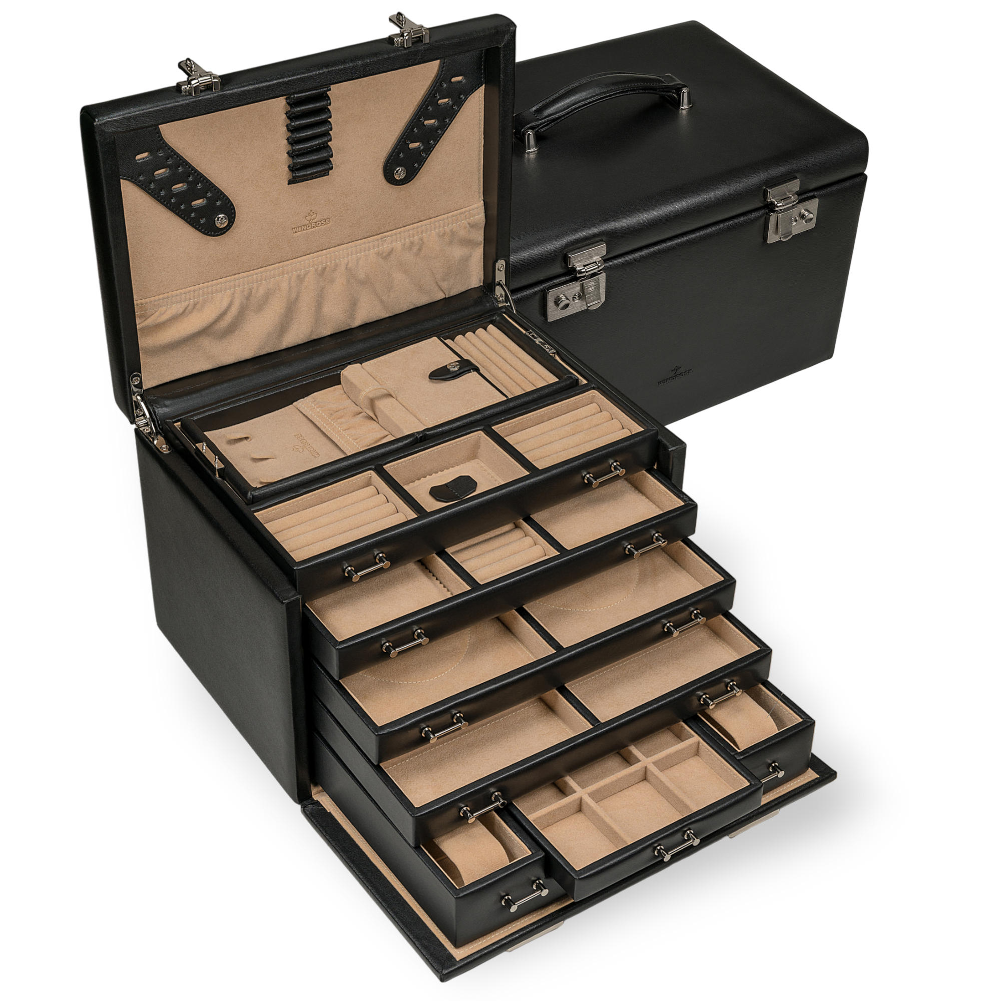 Jewelry/watch case with insert (can be used as a separate case) Ambiance / black (leather)