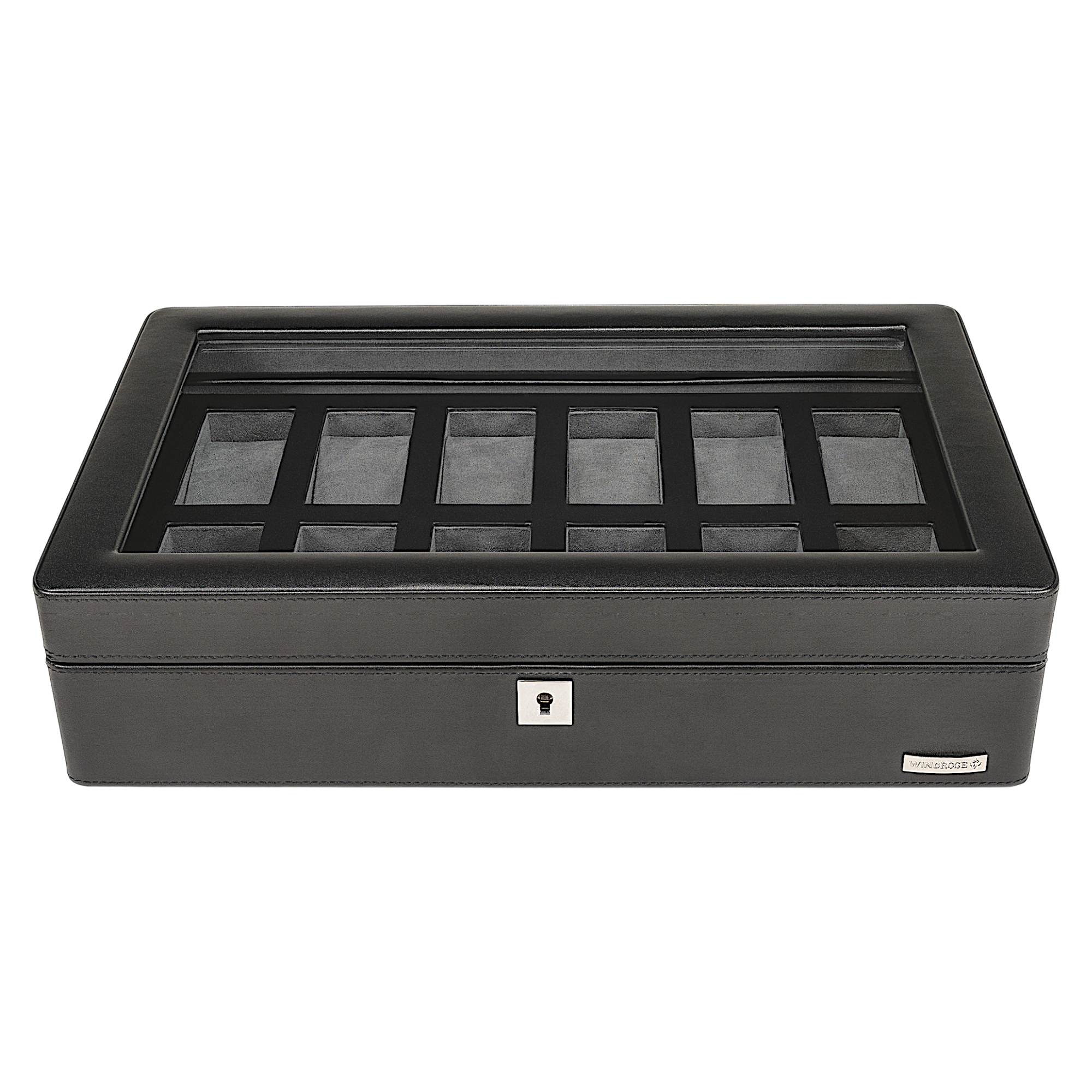 Watch case for 12 watches 12 watches Tempora / black (recycled leather)