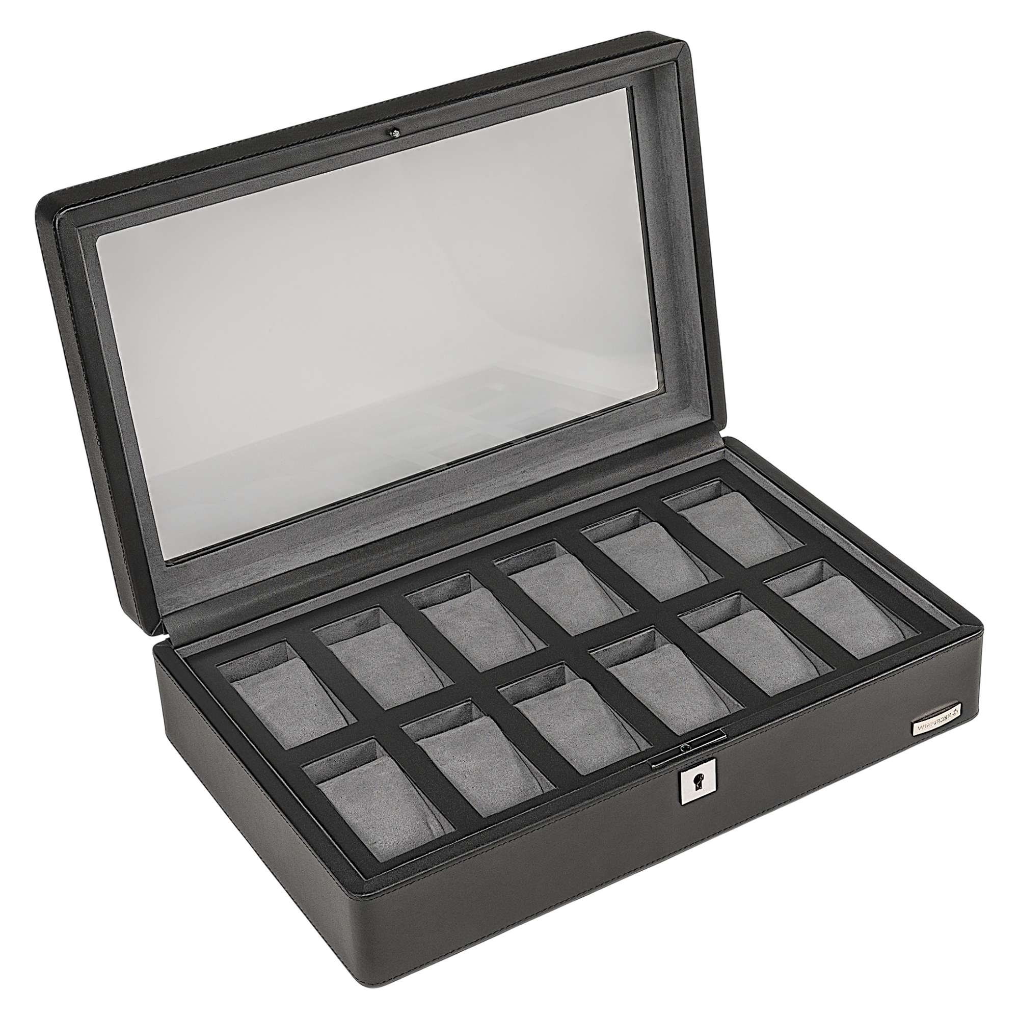 Watch case for 12 watches 12 watches Tempora / black (recycled leather)