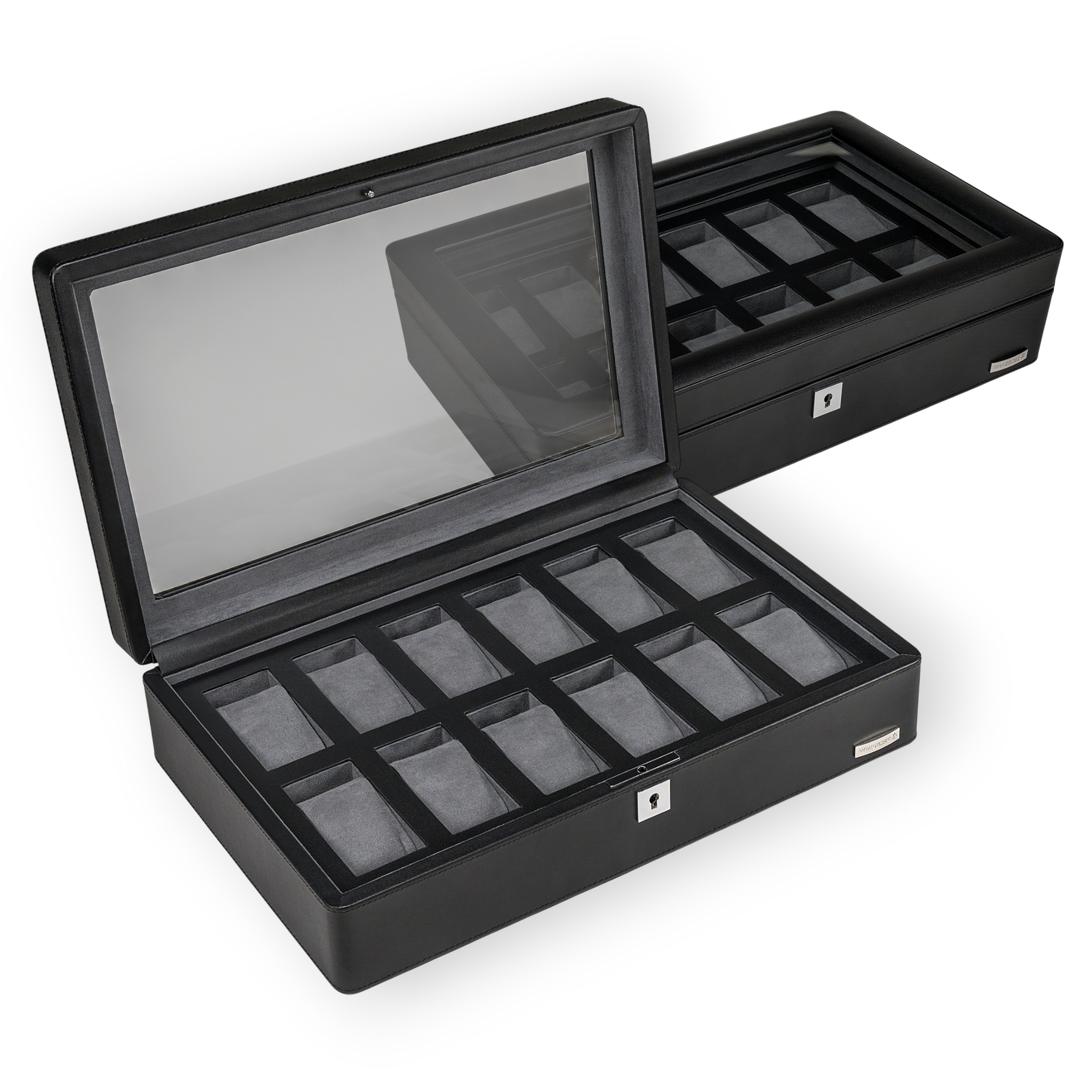 Watch case for 12 watches 12 watches Tempora / black (recycled leather)