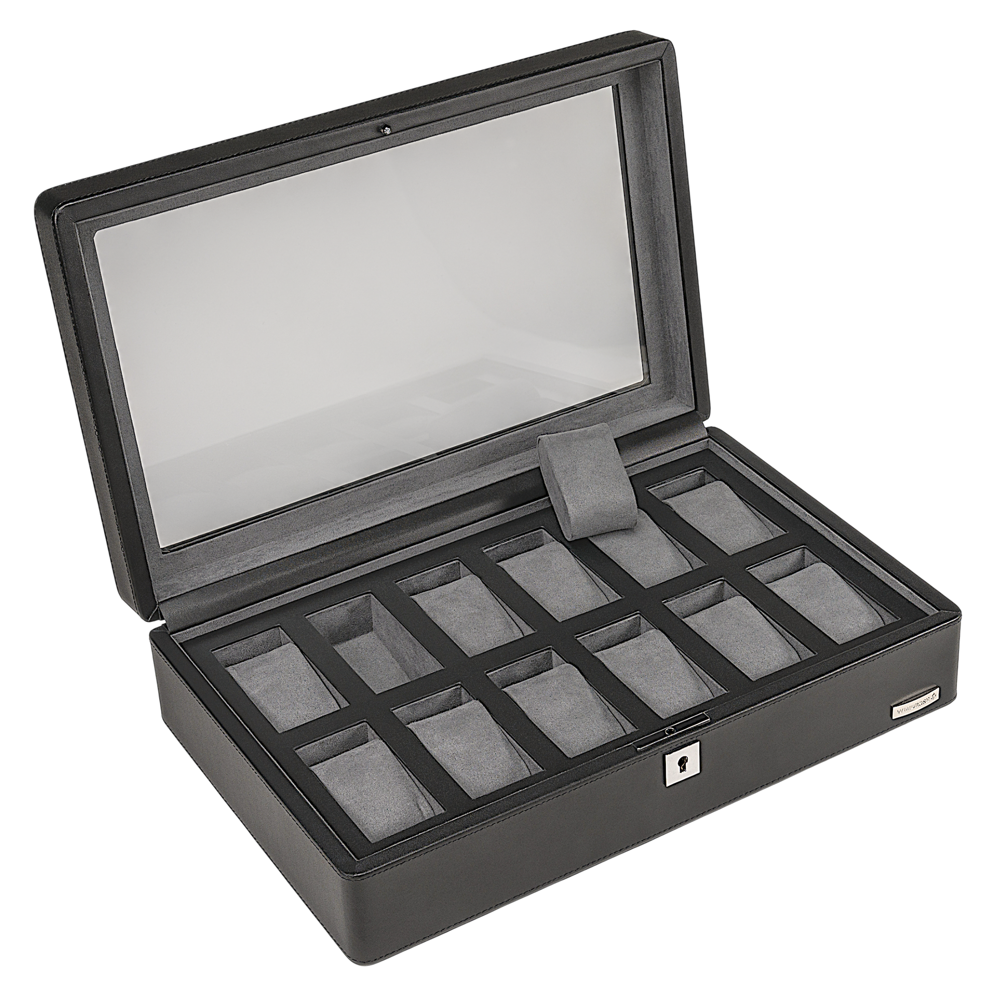 Watch case for 12 watches 12 watches Tempora / black (recycled leather)