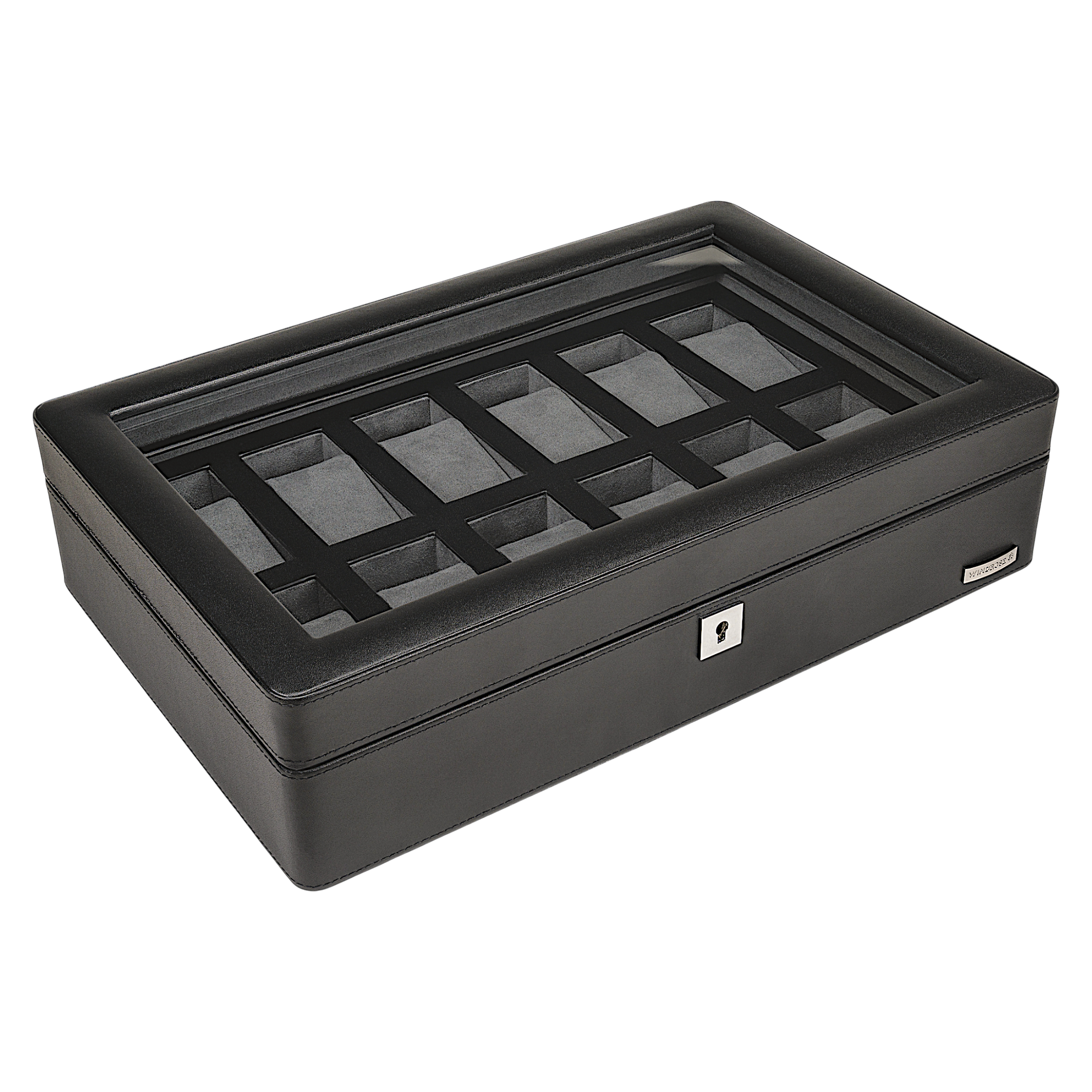 Watch case for 12 watches 12 watches Tempora / black (recycled leather)