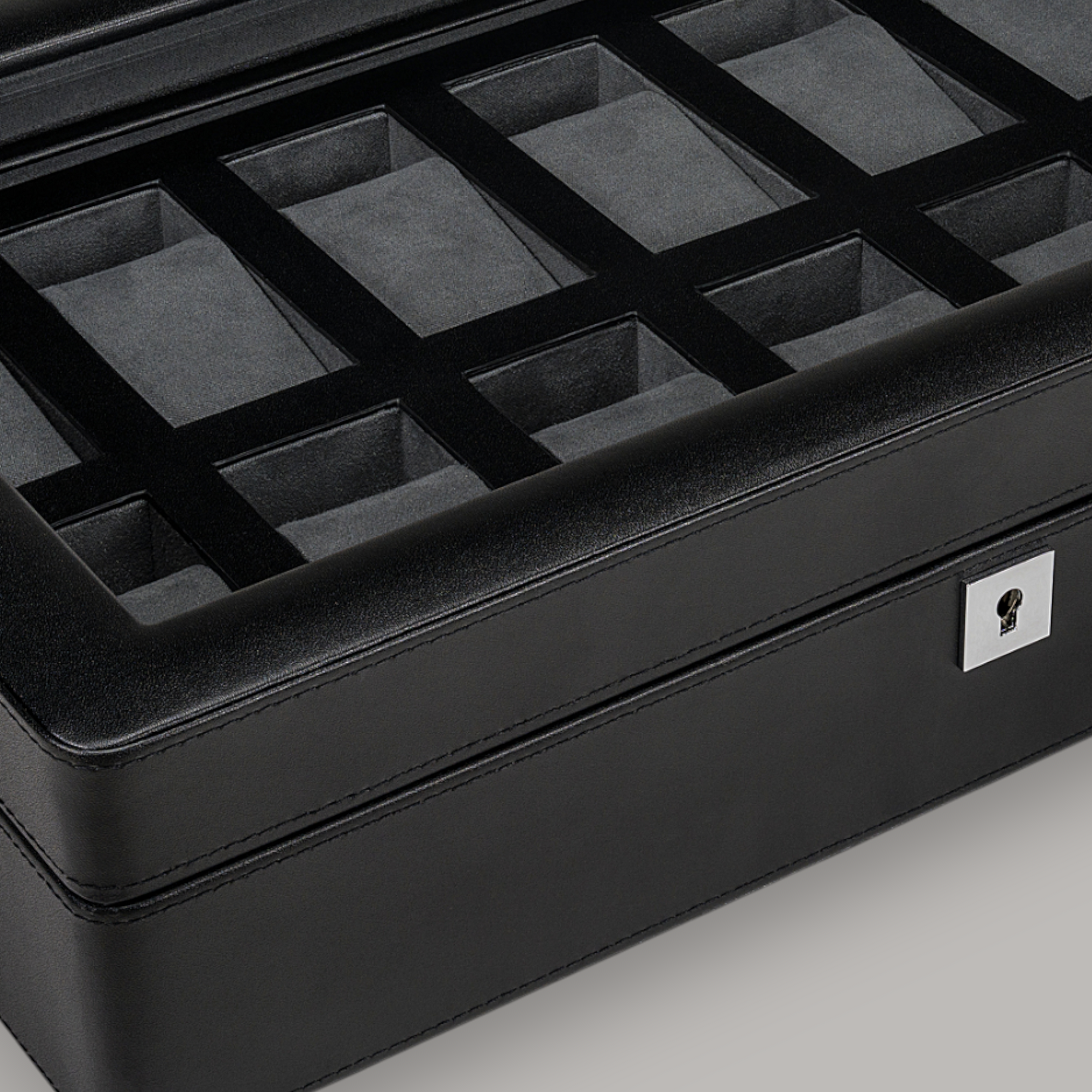 Watch case for 12 watches 12 watches Tempora / black (recycled leather)